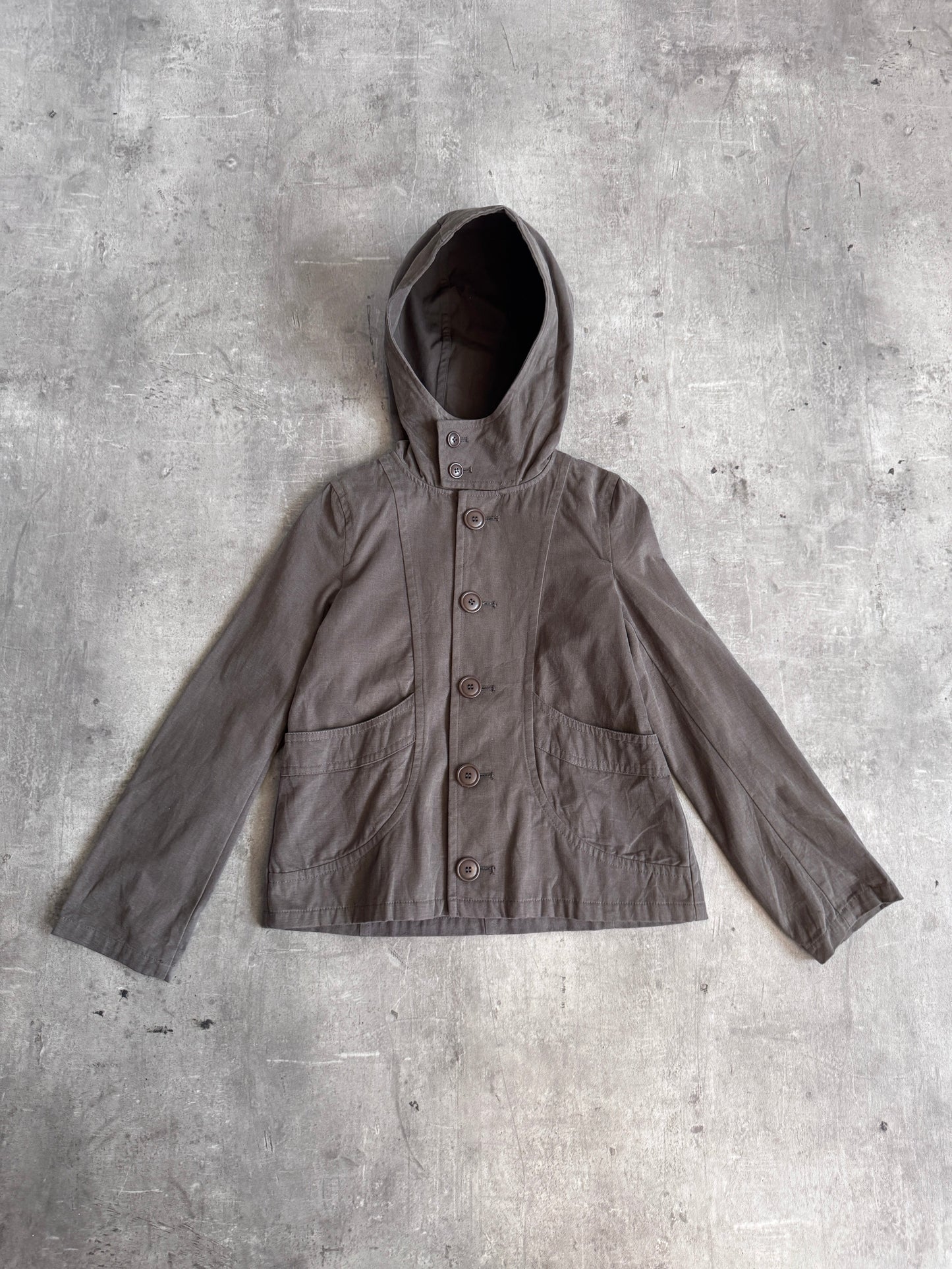Sunao Kuwahara Grey Cotton Hooded Jacket