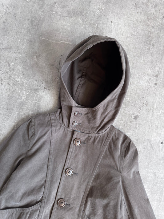 Sunao Kuwahara Grey Cotton Hooded Jacket