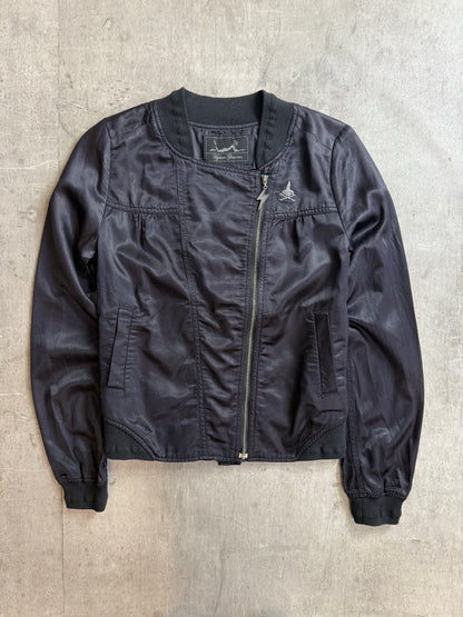 Hysteric Glamour Black Satin Full Zip Blouse