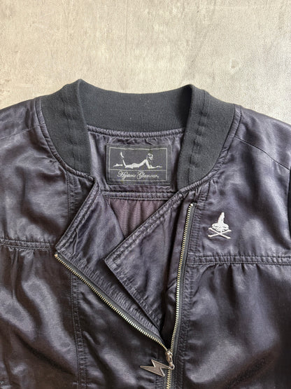 Hysteric Glamour Black Satin Full Zip Blouse