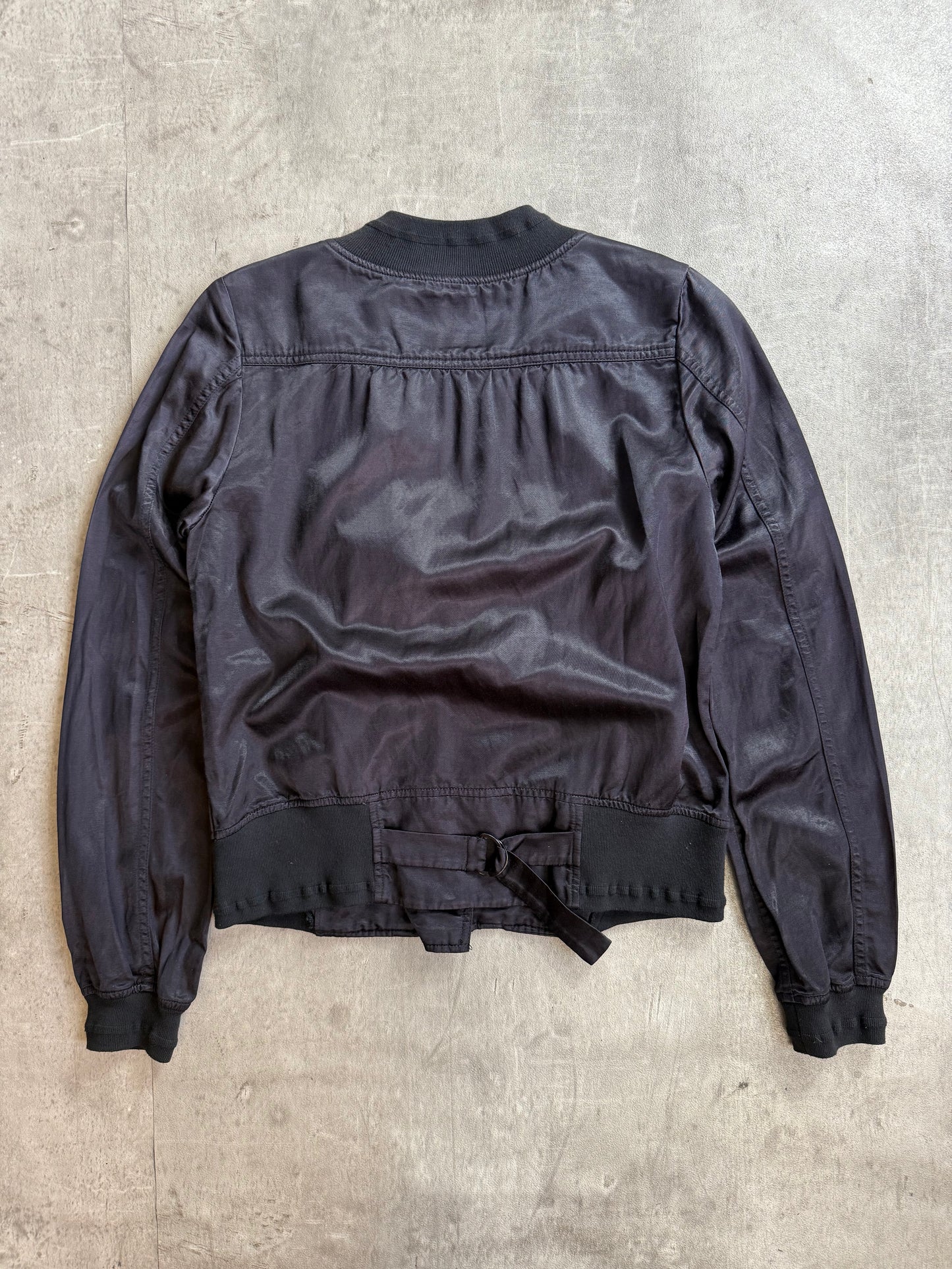 Hysteric Glamour Black Satin Full Zip Blouse