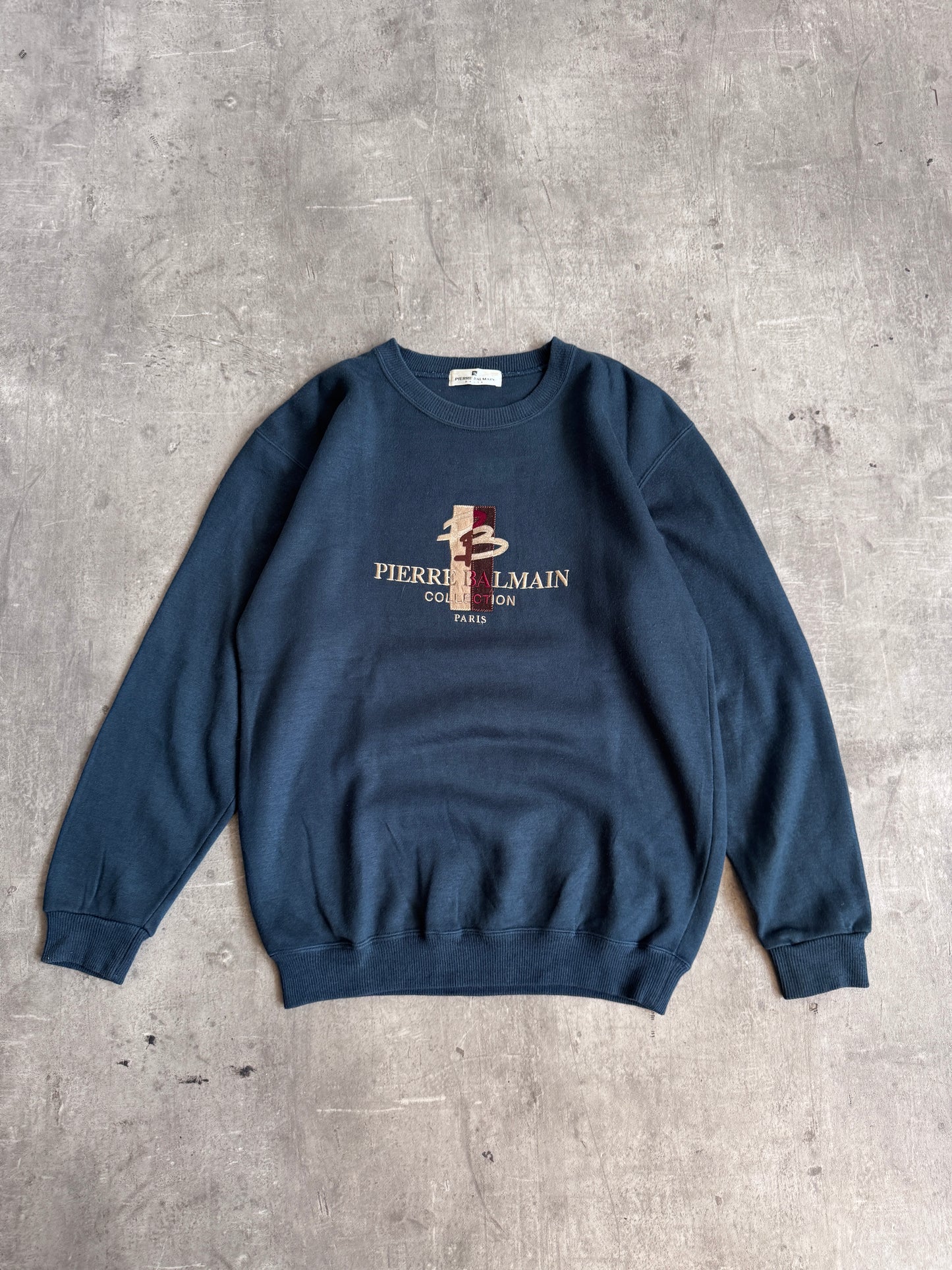 Pierre Balmain Logo Navy Cotton Crewneck