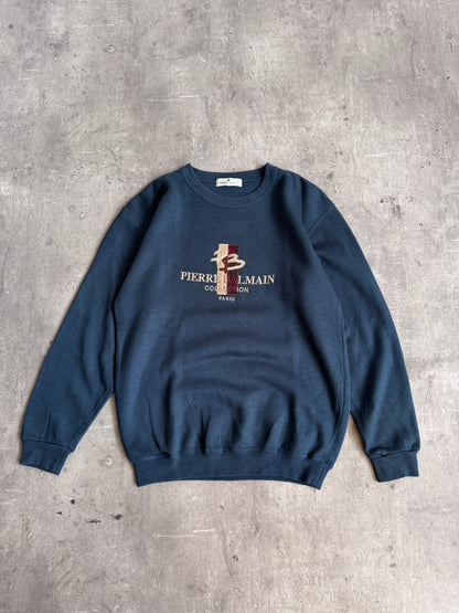 Pierre Balmain Logo Navy Cotton Crewneck
