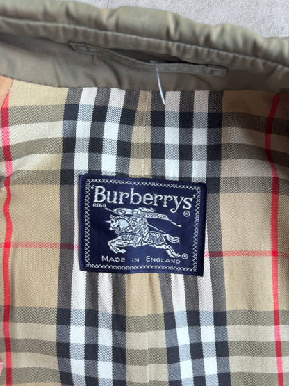 Burberry Double Breasted Khaki Reflective Trench Coat