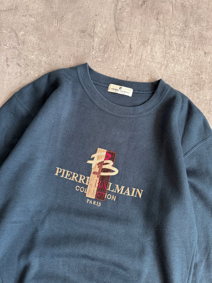 Pierre Balmain Logo Navy Cotton Crewneck