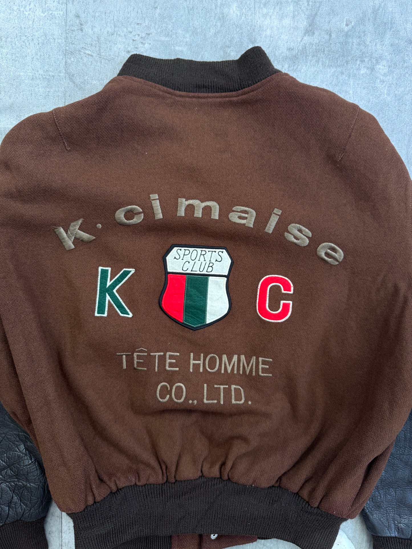 Tete Homme K-Cimaise Leather Sleeve Varsity Bomber Jacket
