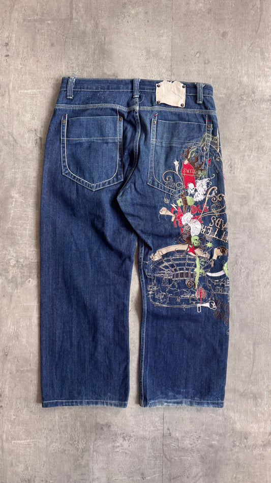 Artful Dodger Skull Embroidered Jeans