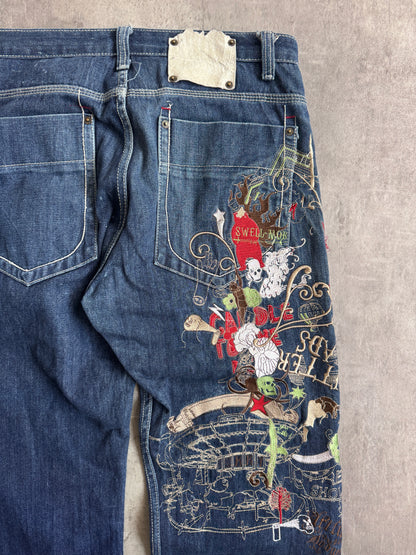 Artful Dodger Skull Embroidered Jeans