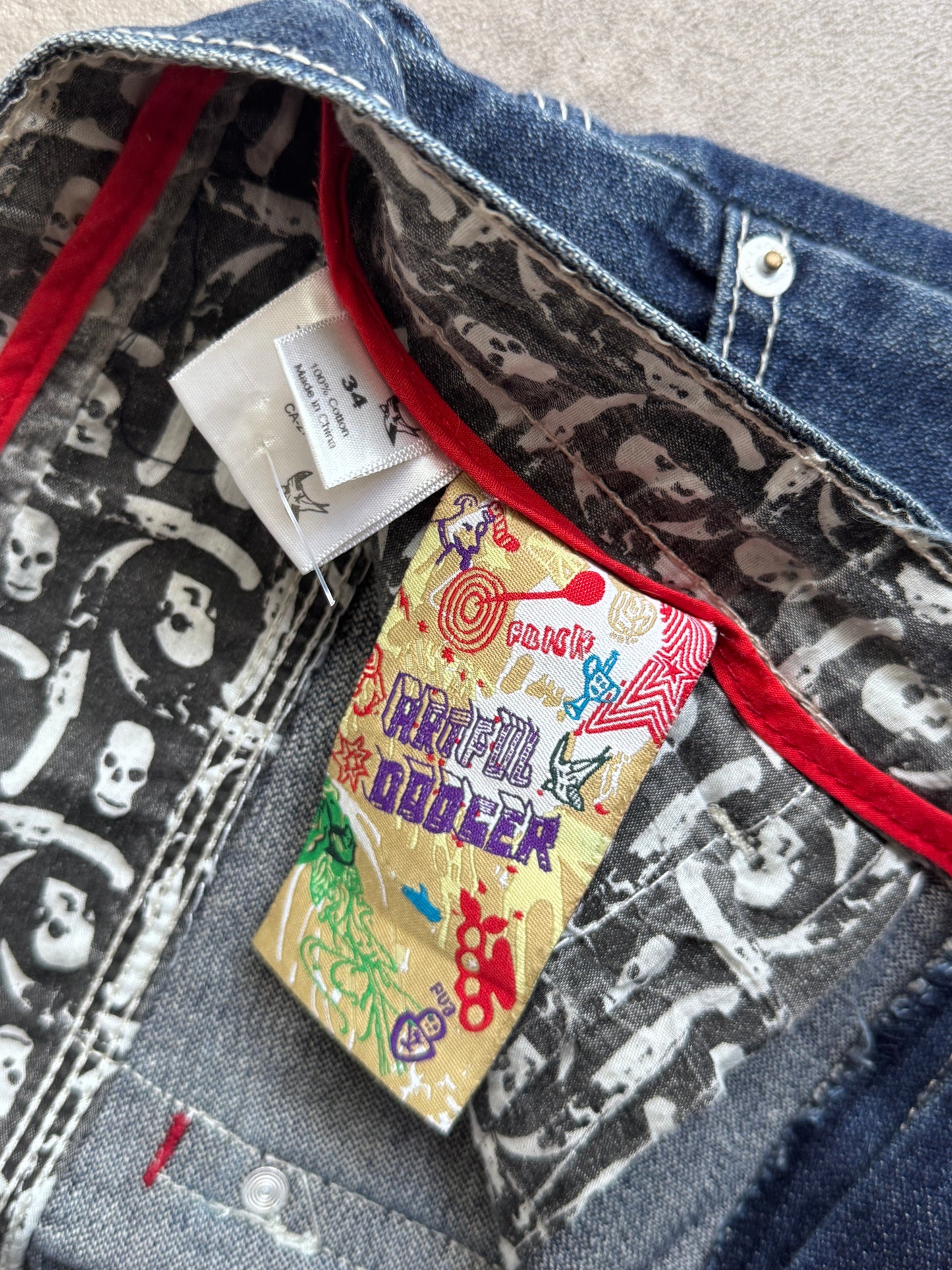 Artful Dodger Skull Embroidered Jeans