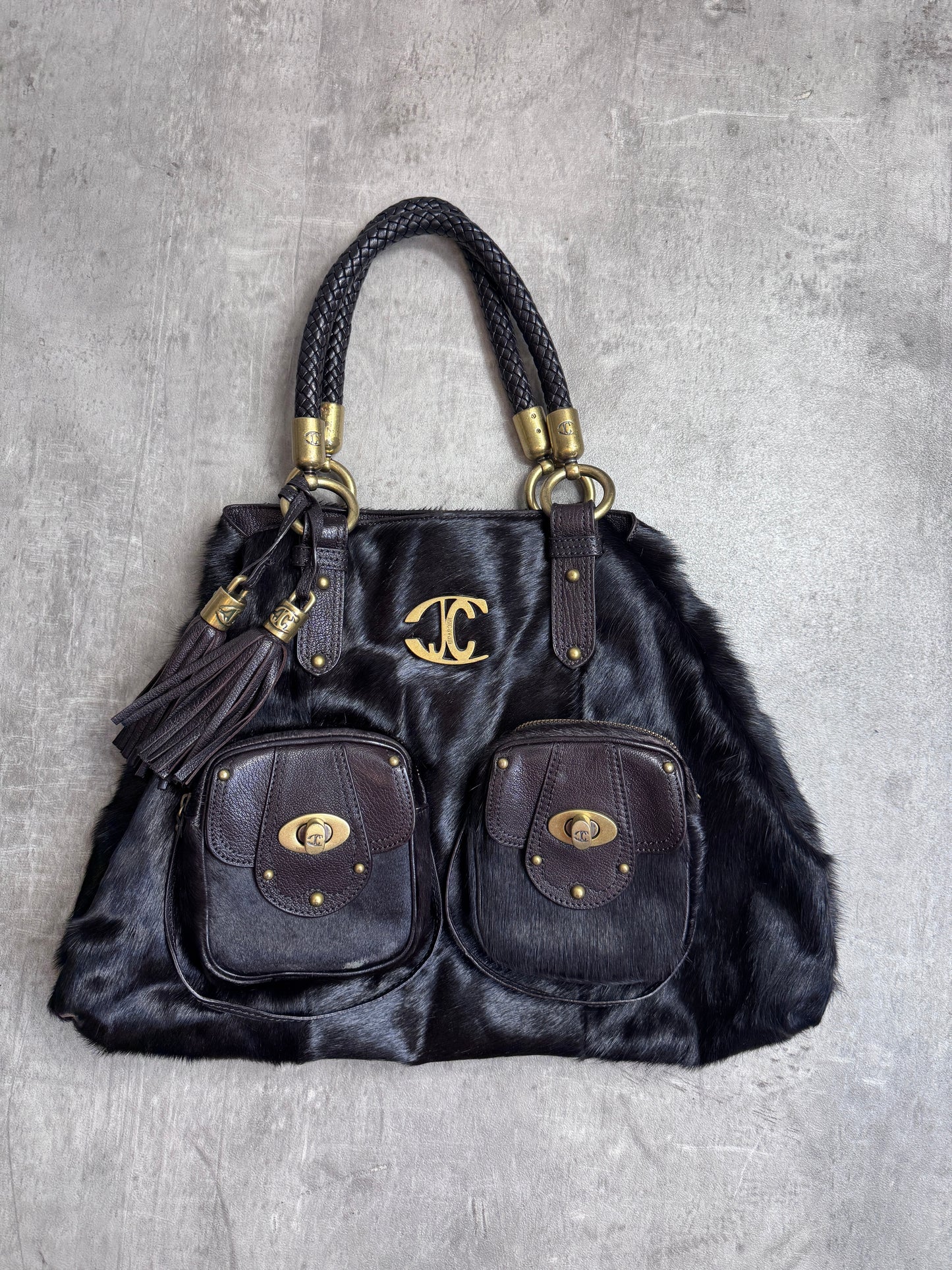 Just Cavalli Horse Hair Tassle Shoulder Bag
