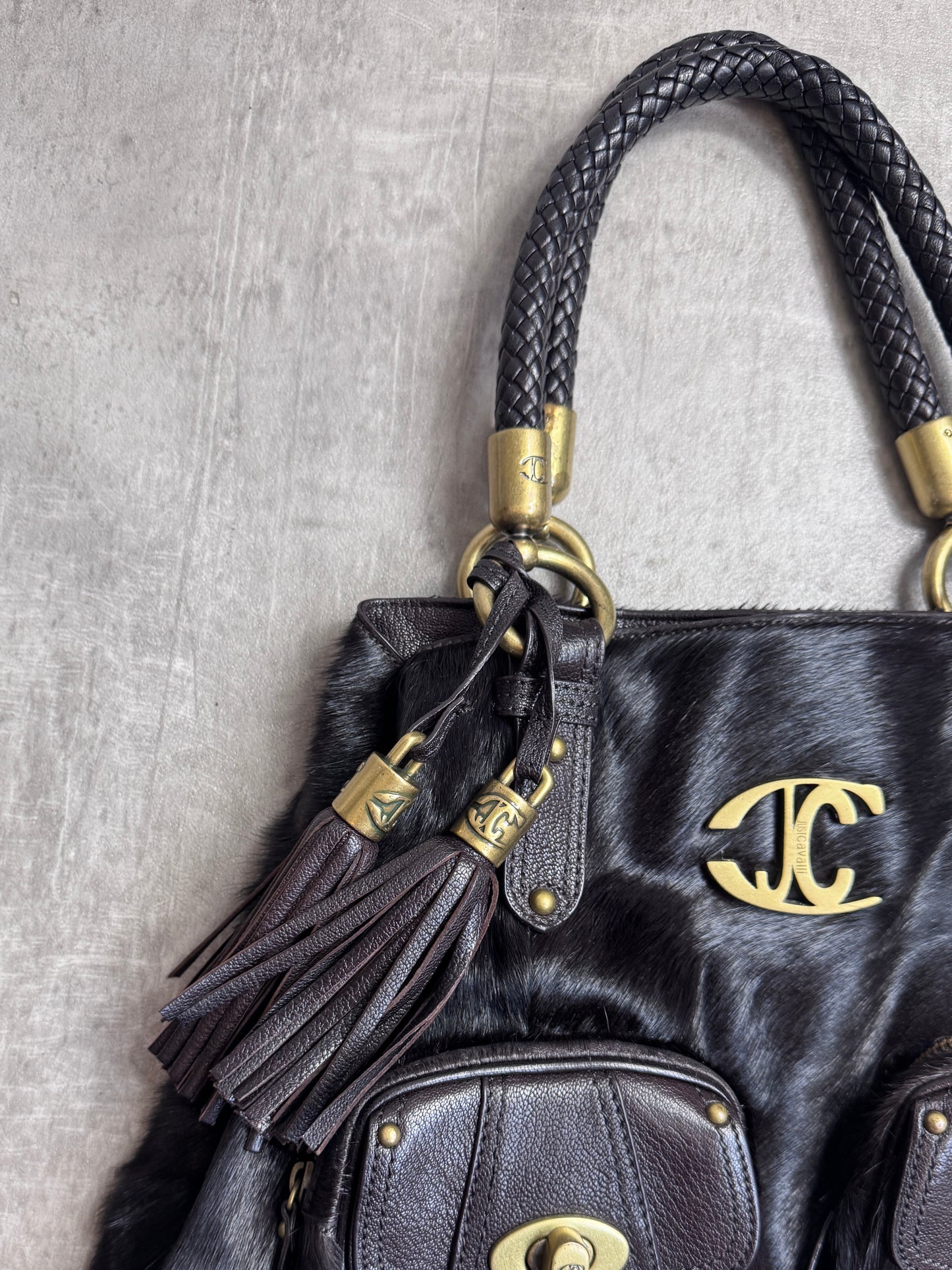 Just Cavalli Horse Hair Tassle Shoulder Bag