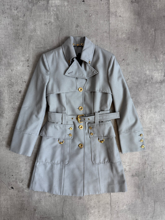 Gucci By Tom Ford Houdstooth Removeable Quilted Lining Trench Coat