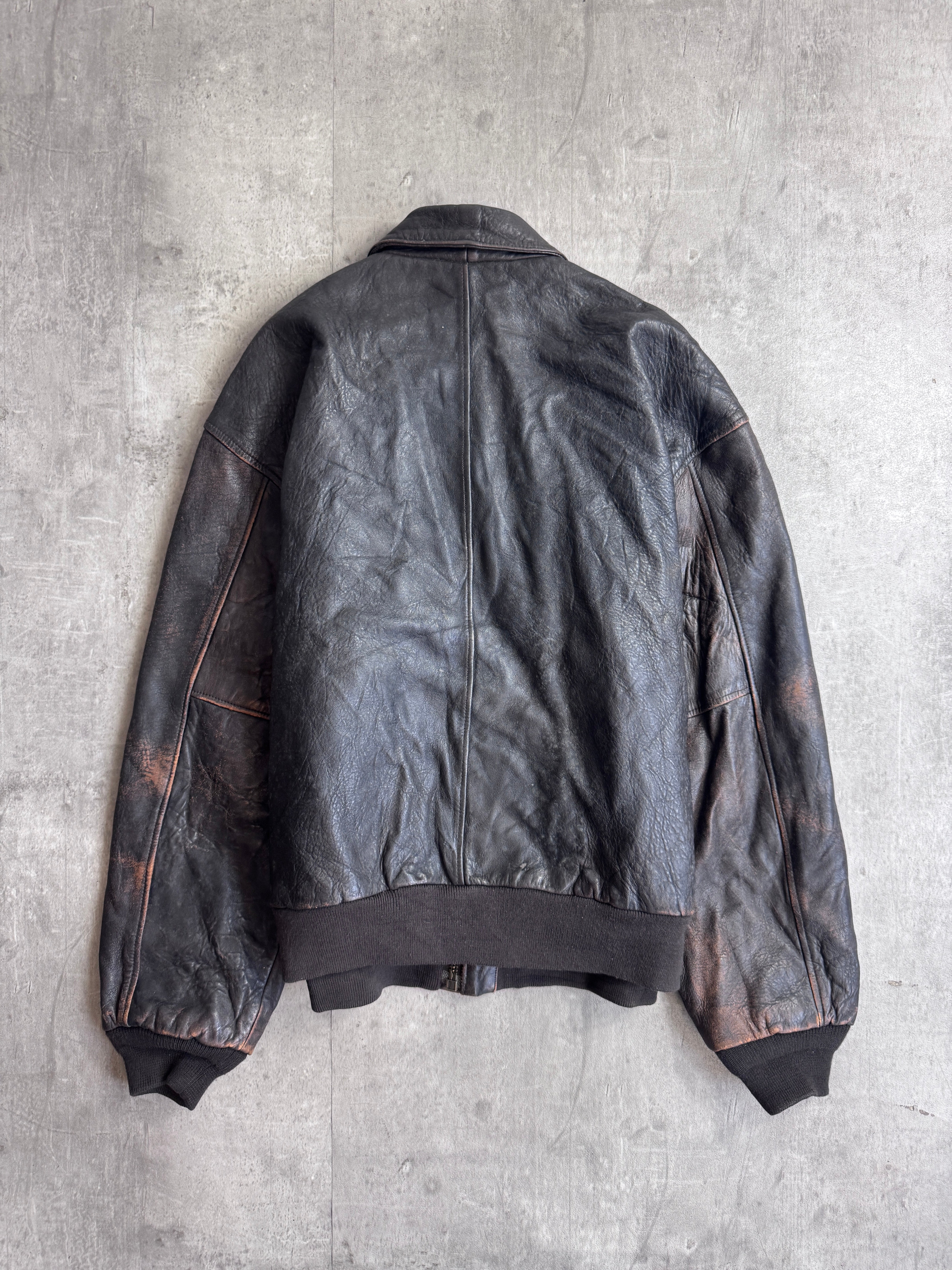 1980's Avirex Dark Brown A2 4 Pocket Leather Bomber Jacket – Vintage