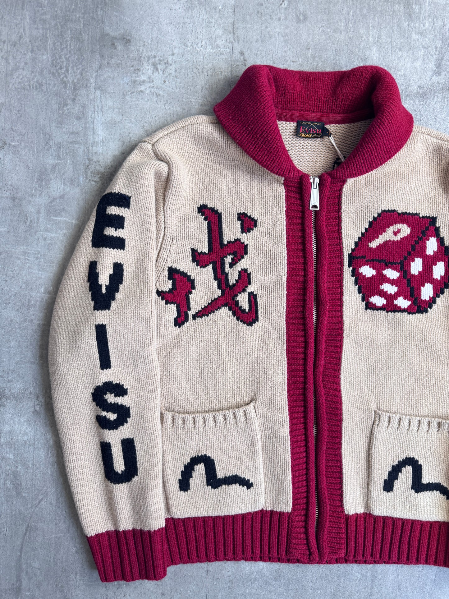 Evisu X Palace Chunky Knit Cowichan Dice Cardigan