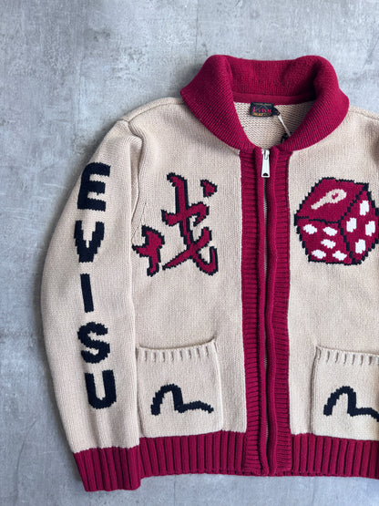 Evisu X Palace Chunky Knit Cowichan Dice Cardigan