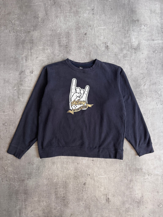 Stussy Washed Black Rockers Logo Sweatshirt