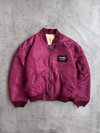 Avirex 90's M-A1 Patch Detail Burgundy Bomber Jacket