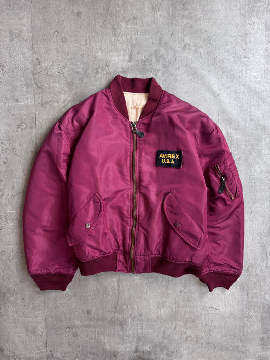 Avirex 90's M-A1 Patch Detail Burgundy Bomber Jacket