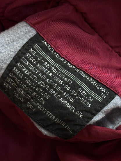 Avirex 90's M-A1 Patch Detail Burgundy Bomber Jacket