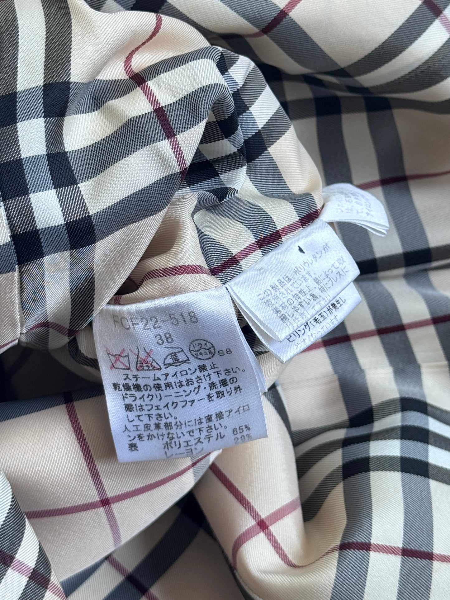 Burberry Blue Label Nova Check Lining With Faux Fur Collar Cream Coat