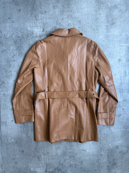 Burberry Nova Check Lining Tan Lambskin Trench Coat