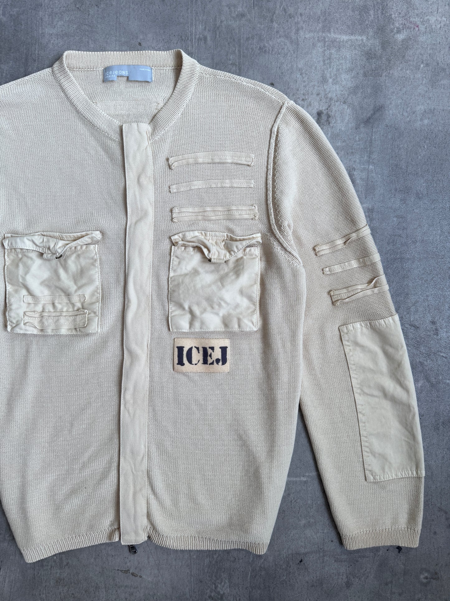Iceberg Ice-J Beige Utility Knit Cardigan
