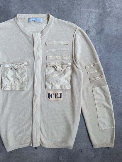 Iceberg Ice-J Beige Utility Knit Cardigan