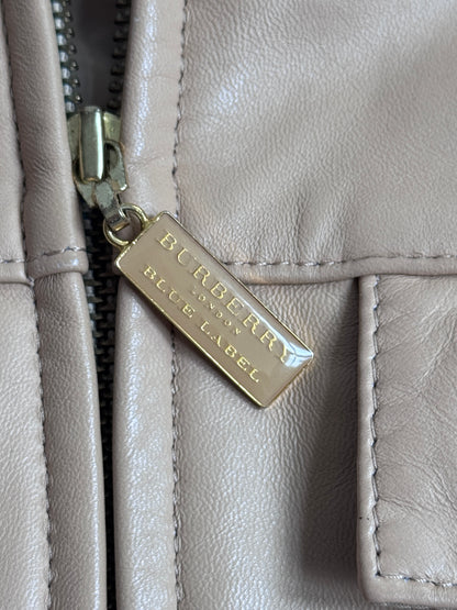 Burberry Blue Label Beige Sheepskin Single Riders Jacket