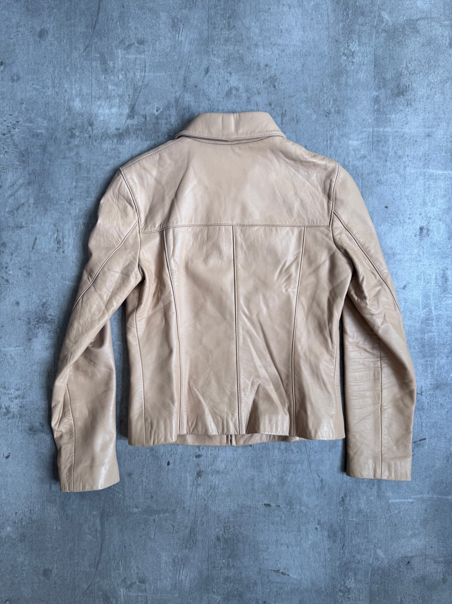 Burberry Blue Label Beige Sheepskin Single Riders Jacket