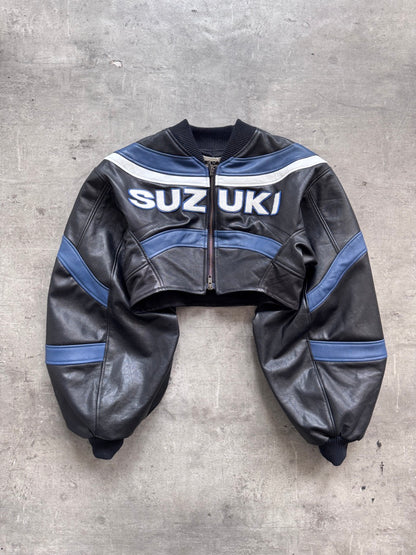 VT Rework: Suzuki Racing Cropped Exaggerated Sleeve Leather Blouson