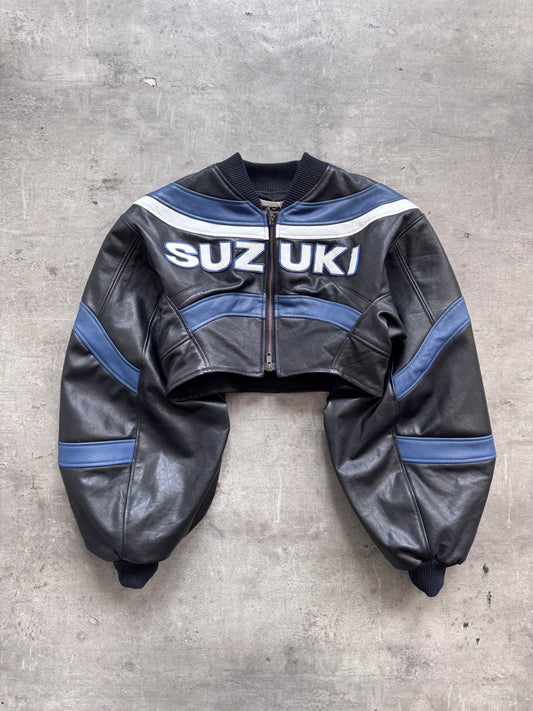 VT Rework: Suzuki Racing Cropped Exaggerated Sleeve Leather Blouson
