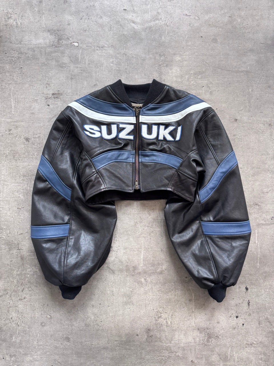 VT Rework: Suzuki Racing Cropped Exaggerated Sleeve Leather Blouson