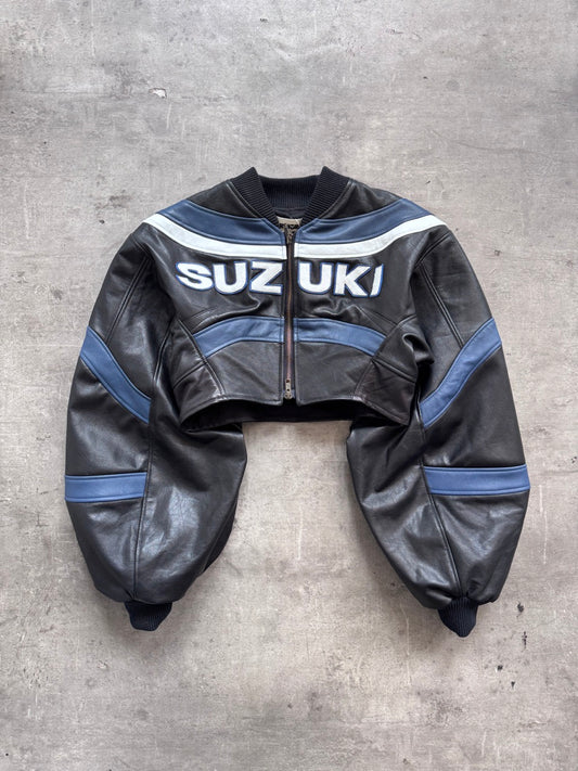 VT Rework: Suzuki Racing Cropped Exaggerated Sleeve Leather Blouson