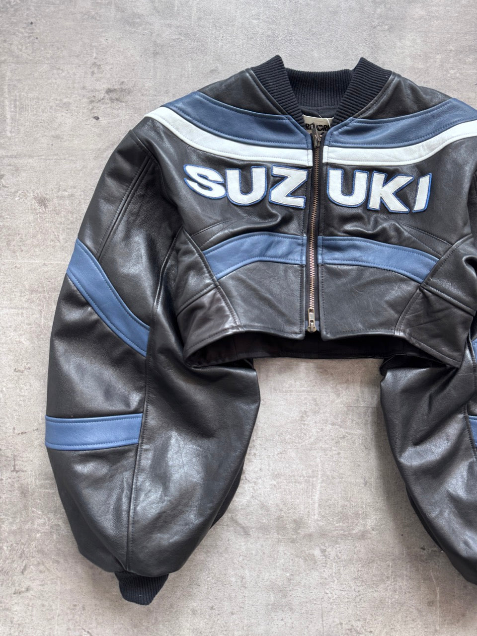 VT Rework: Suzuki Racing Cropped Exaggerated Sleeve Leather Blouson