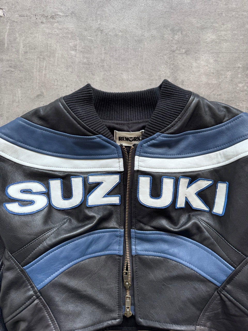VT Rework: Suzuki Racing Cropped Exaggerated Sleeve Leather Blouson