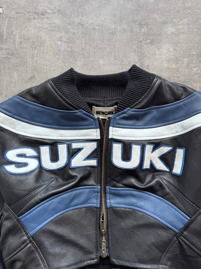 VT Rework: Suzuki Racing Cropped Exaggerated Sleeve Leather Blouson