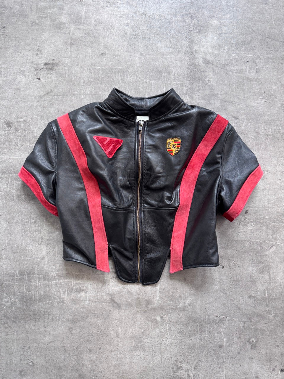 VT Rework: Porsche Motorsport Suede Trim Cropped SS Leather Top