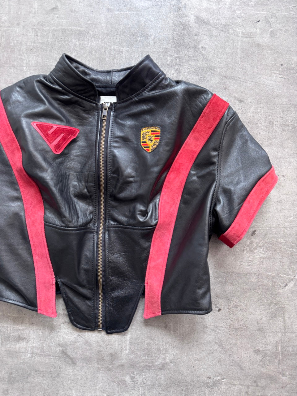 VT Rework: Porsche Motorsport Suede Trim Cropped SS Leather Top
