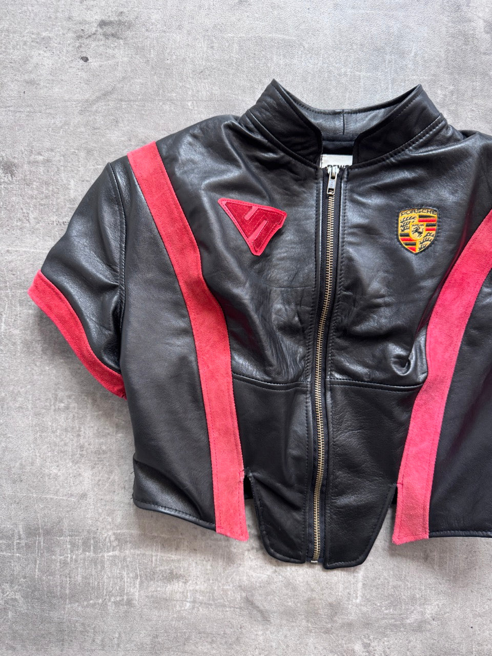 VT Rework: Porsche Motorsport Suede Trim Cropped SS Leather Top