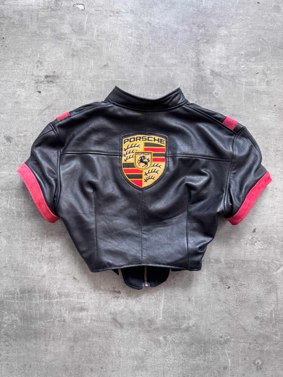VT Rework: Porsche Motorsport Suede Trim Cropped SS Leather Top