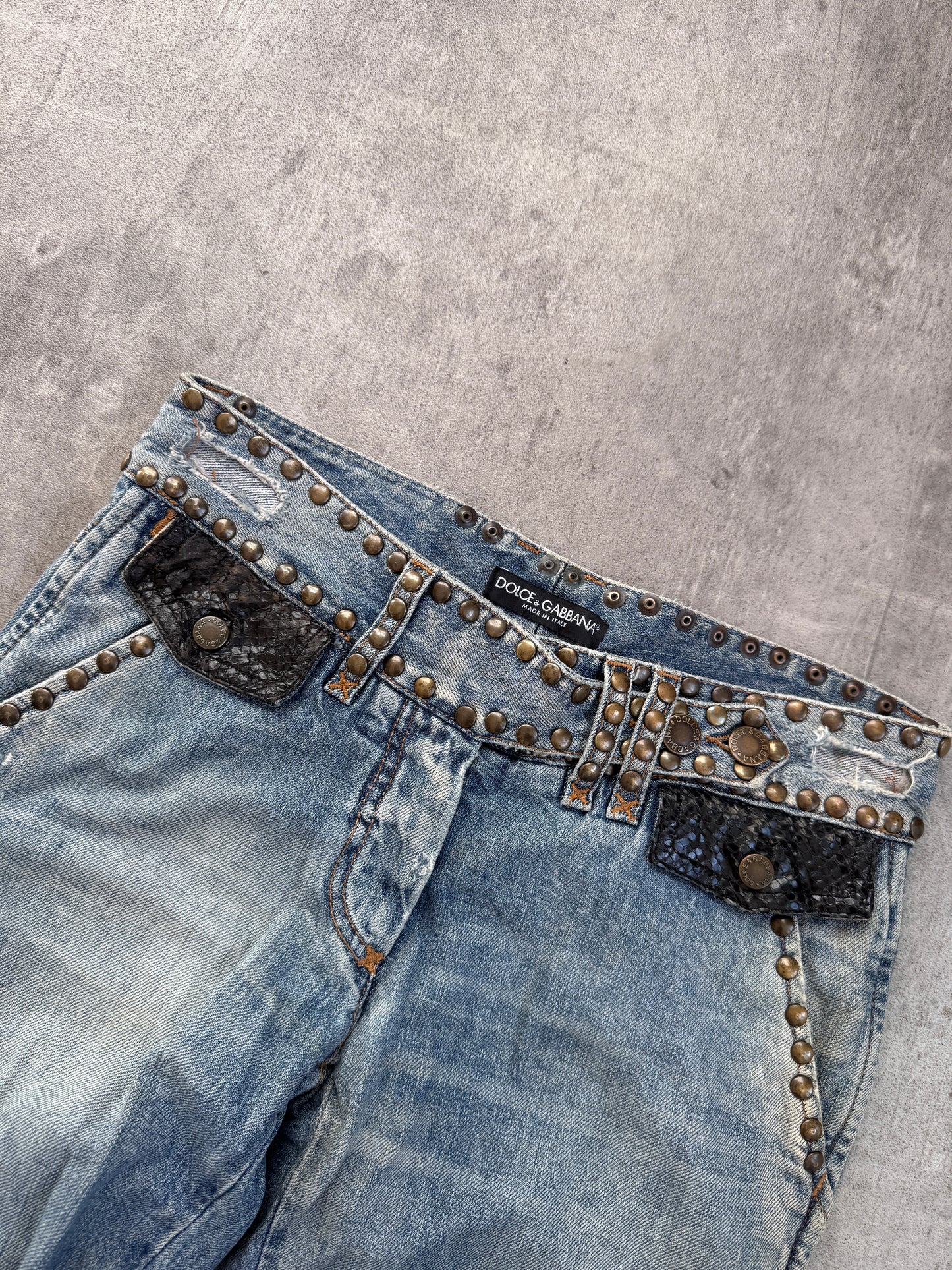 D&G Studded Denim Capri Trousers