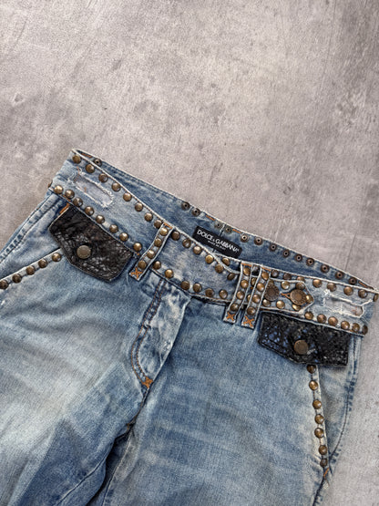 D&G Studded Denim Capri Trousers