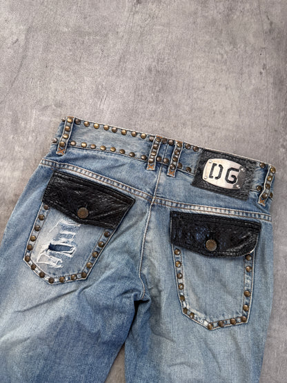 D&G Studded Denim Capri Trousers