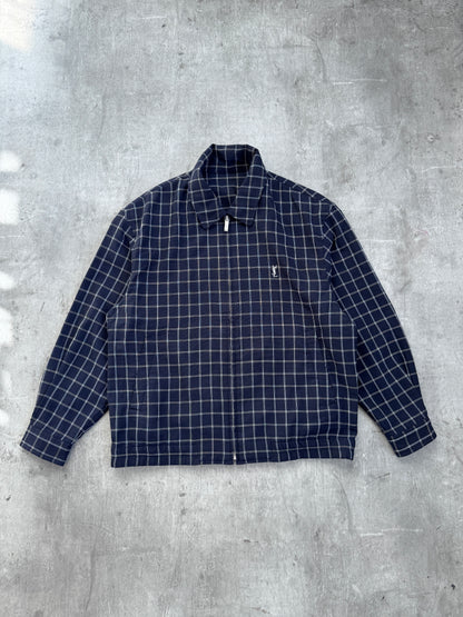 YSL Grid Print Lightweight Bomber Jacket