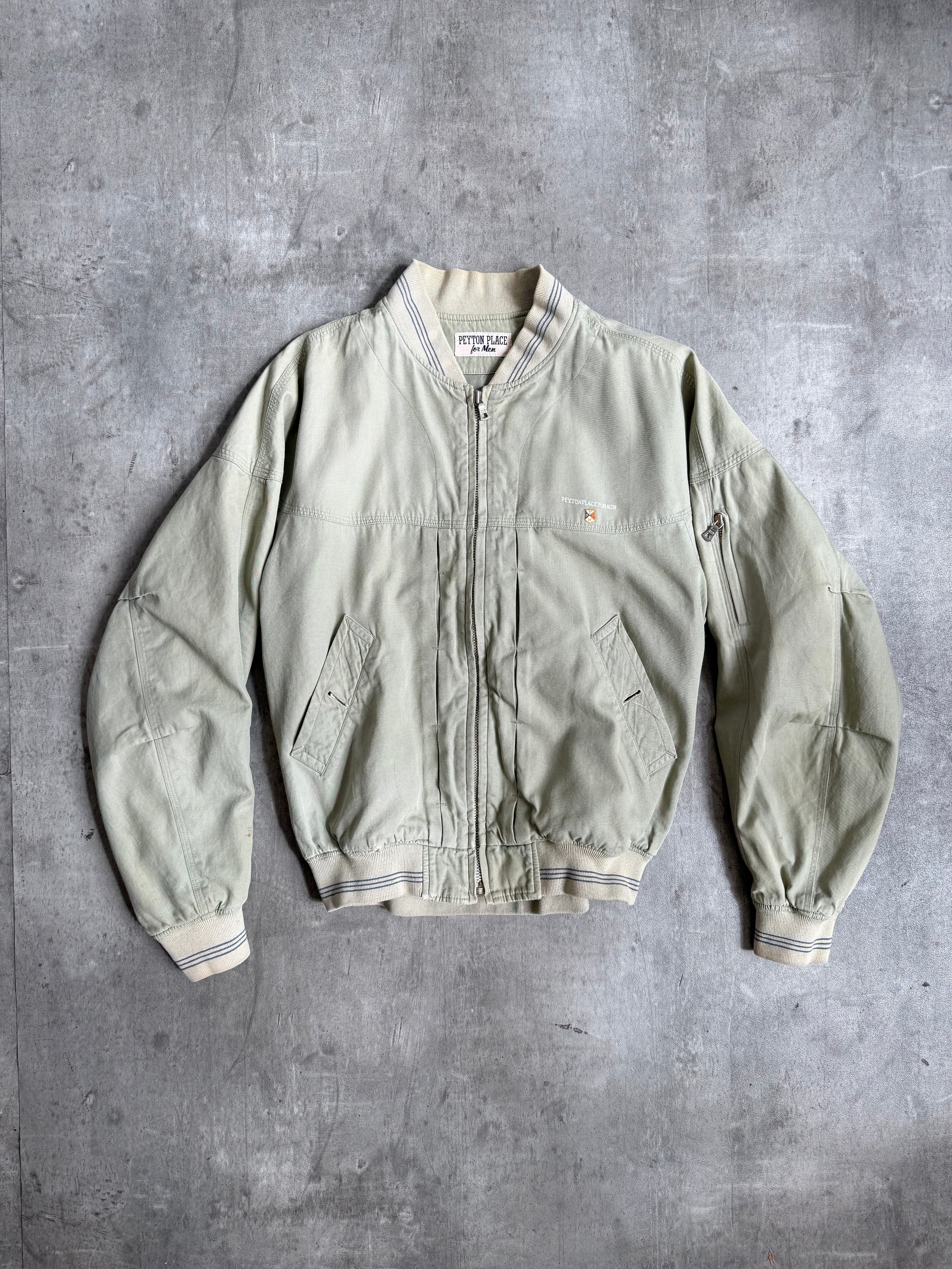 PPFM Light Khaki Green Flag Embroidered Bomber Jacket – Vintage