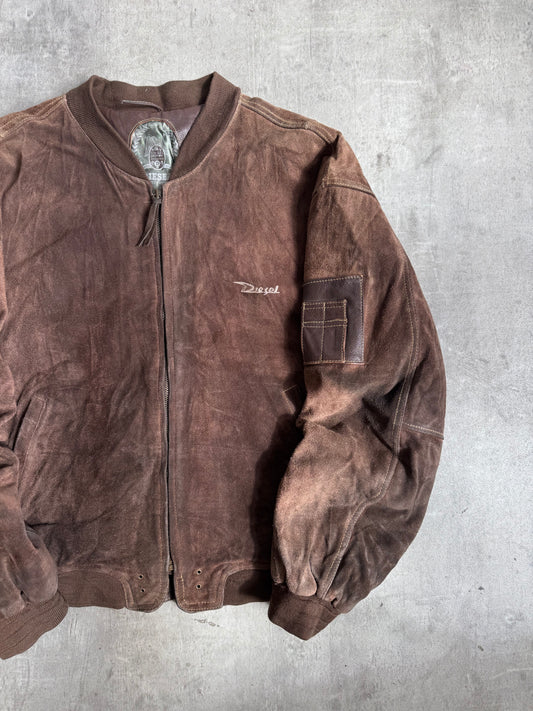 1980s Diesel Brown Suede MA-1 Bomber Jacket