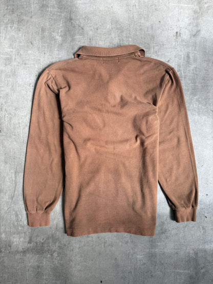 Burberry Washed Brown Crest Logo LS Polo Shirt