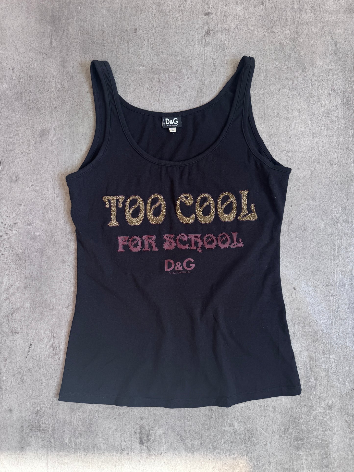 D&G 'Too Cool For School Black Cami Top