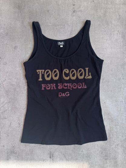 D&G 'Too Cool For School Black Cami Top