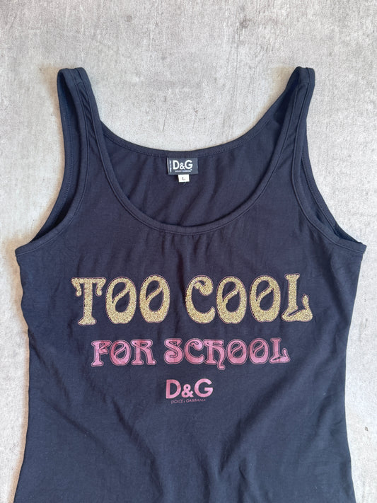D&G 'Too Cool For School Black Cami Top